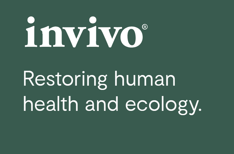 Invivo logo with white text and green background